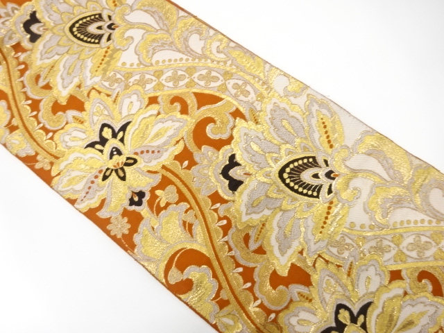 JAPANESE KIMONO / ANTIQUE FUKURO OBI / SILK / WOVEN CHINESE FLOWER